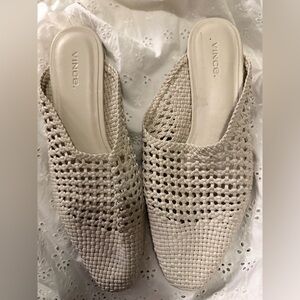 Vince Women's Beige Woven Mules